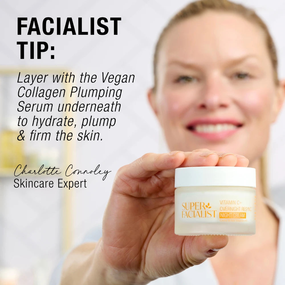 Facialist Tip: Layer with Vegan Collagen Serum underneath to hydrate, plump & firm the skin.